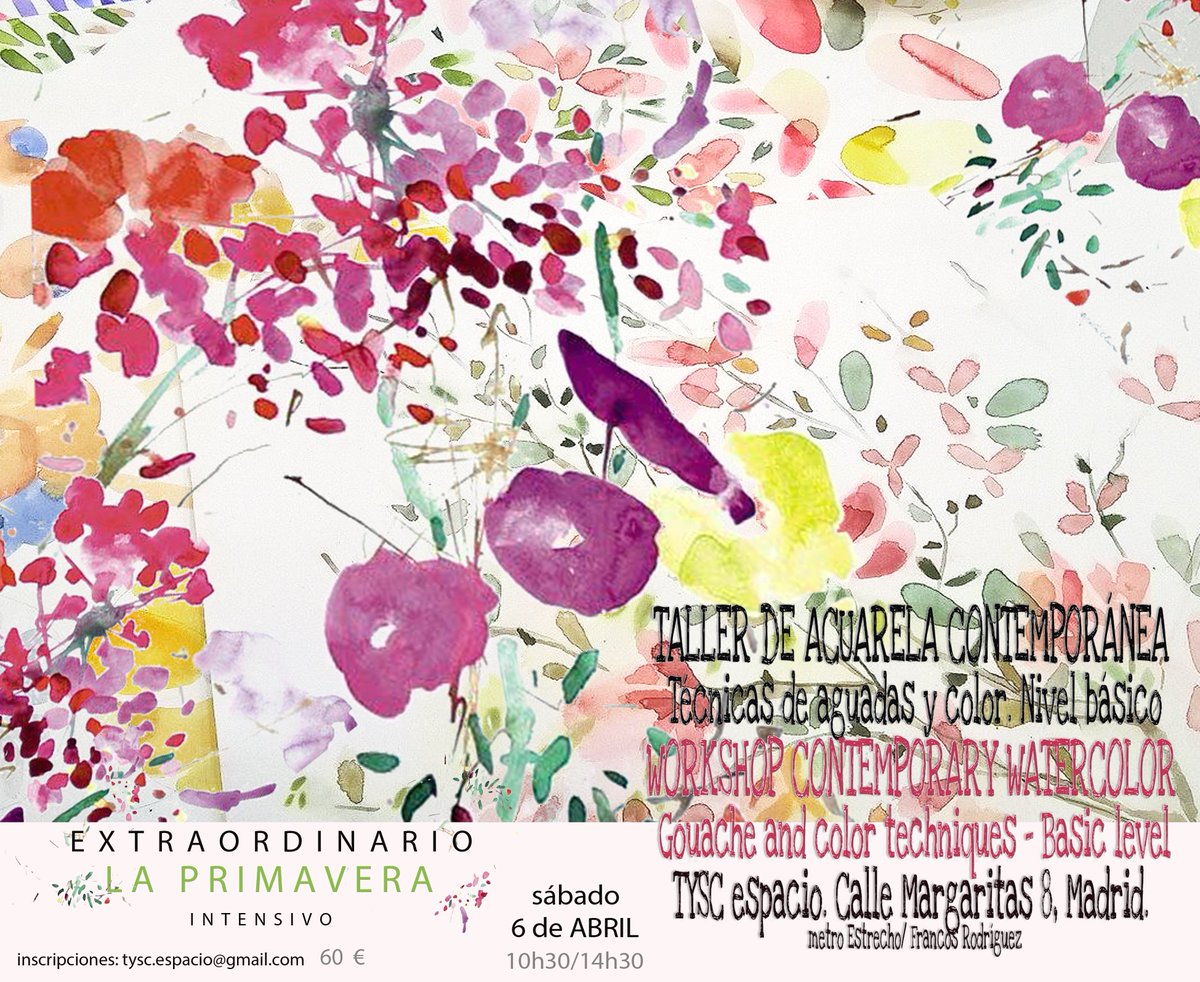 tyscespacio's tweet photo. Taller de acuarela EXTRAORDINARIO, dedicado a LA PRIMAVERA, sábado 6 de abril. Información e Inscripciones tysc.espacio@gmail.com https://t.co/PsROcAgbrd