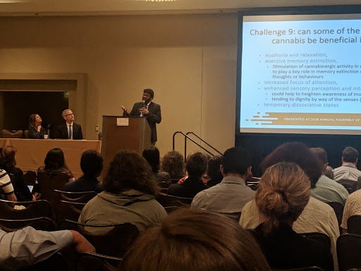 humansunil's tweet image. Slide on &quot;can some of the psychoactive effects of cannabis be beneficial in palliative care?&quot;.  Thrilled to present this accredited material at #hpm19 @IntegrativeSIG