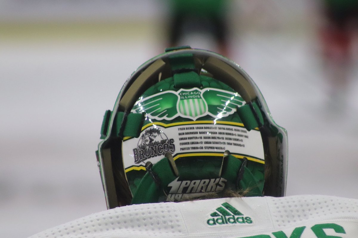 nicoleburns77's tweet photo. .@GSparks40’s #StPats mask is cool. But the back is better. Not sure if someone’s mentioned it, but Garret honours those @HumboldtBroncos lost last year. #NiceTouch https://t.co/pQanT9CMmm