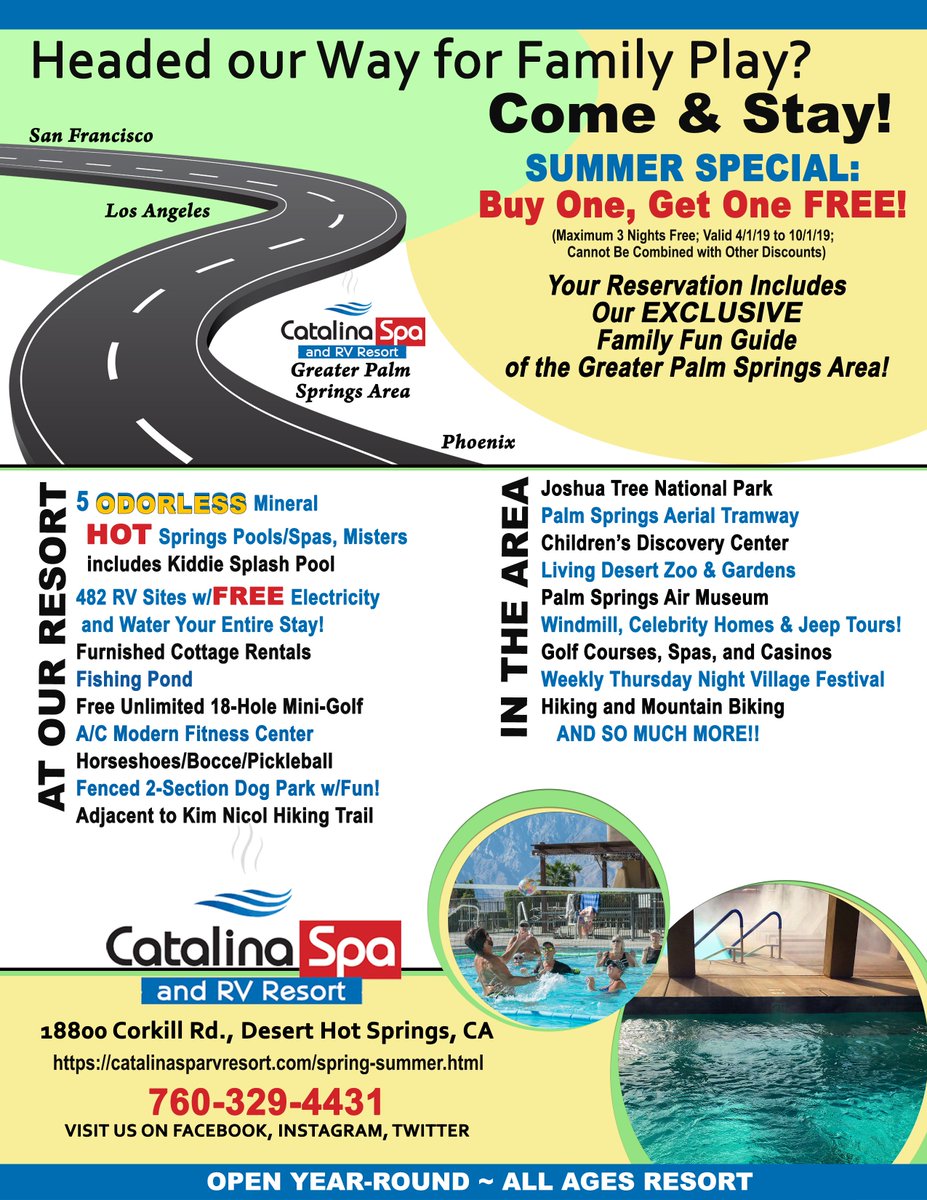 CatalinaSpaRV's tweet photo. WE'RE READY FOR SPRING &amp; SUMMER WITH OUR FAMILY VACATION SPECIAL! https://t.co/0AaU0xnB6D