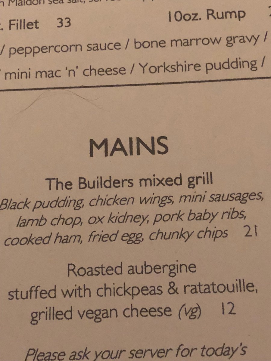 StaceyRetail's tweet photo. On the menu tonight #buildersmixgrill no thanks #London pub #buildersarms #chelsea love this place but this American draws the line โฆ@BuildersArms1โฉ https://t.co/QdvlQN0z8n