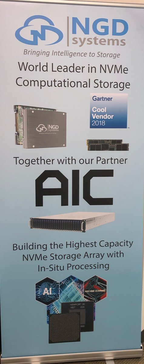 NGDSystems's tweet image. Come find out banner at #GTC19 next week sponsored by @nvidia. We are in the #AICIPC booth on the show floor. #WhyMoveData! Come find out, get Schwag or even a Giftcard if you mention the tweet!!