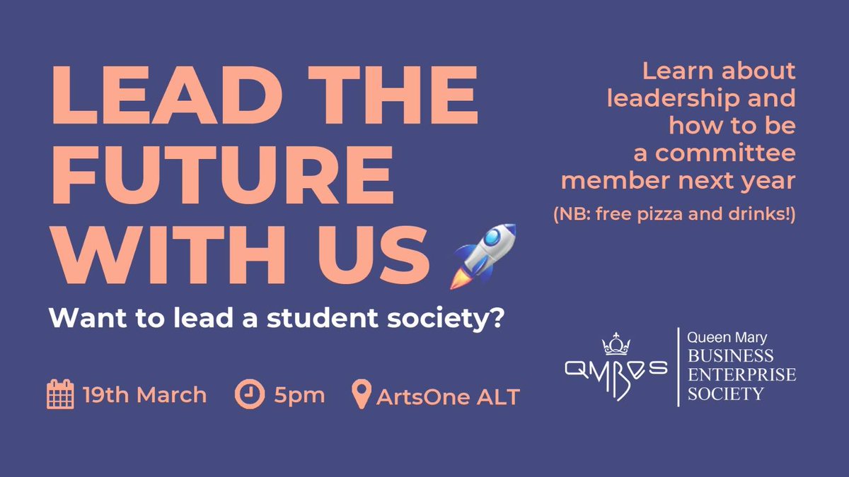 qmbes's tweet photo. Make sure to attend our event to find out more about leadership and the available roles for the brand new committee, along with socialising + group activities! 🚀🤓🍕 Check out our facebook page for more details! https://t.co/aPmsermvvP