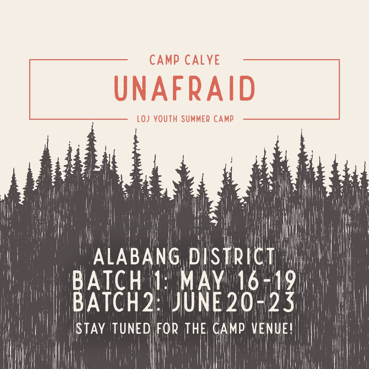 FeastYouthAlbng's tweet photo. What's a better date than knowing Camp Calye's date? 😉 

Here's what we've all been waiting for- Camp Calye dates! Ayan, may time ka na to prepare yourself to be totally UNAFRAID at this year's camp 😂😂

CAMP CALYE DATES:
Batch1: May16-19
Batch2: June 20-23 https://t.co/MTCaDYQlO7