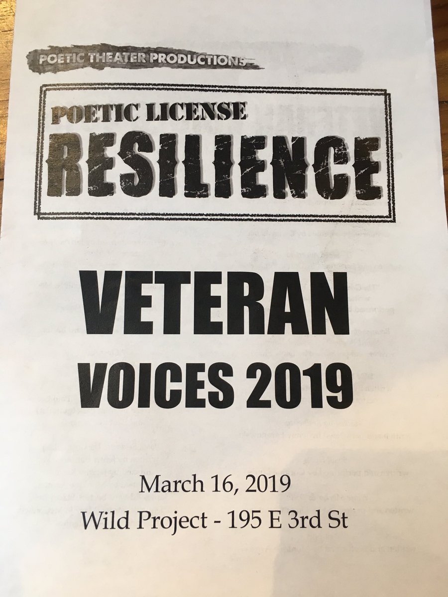 NYMetroVets's tweet photo. It was an incredible afternoon listening to #veterans share the space & tell their stories at @poetictheater’s #VeteransVoices2019 showcase! Congrats to all who preformed! Very moving. #NYC #PoeticLicense #ArtsWeekend https://t.co/vHxDaBuhso