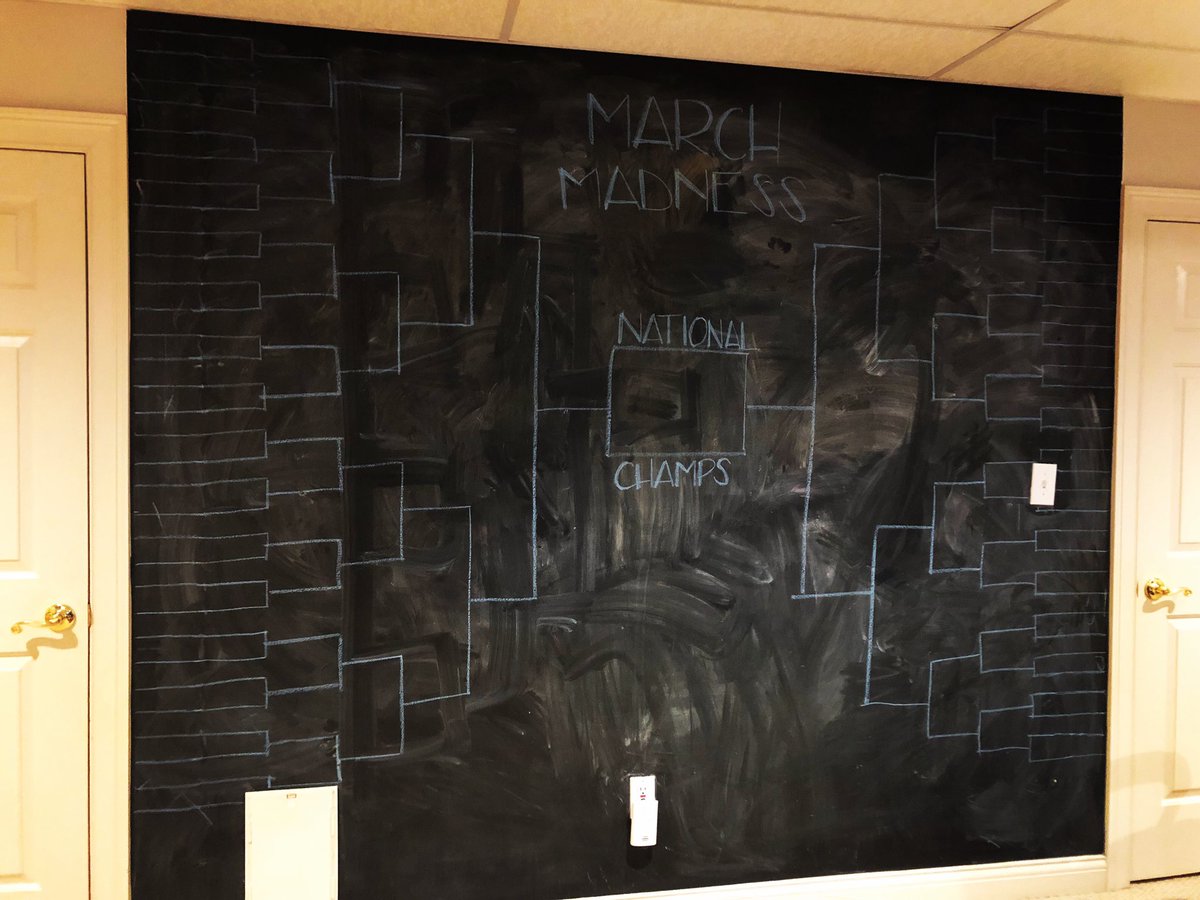 sharidane's tweet photo. The VanHoose basement is ready for Selection Sunday. #myworkhereisdone #gocats #letsseehowbadwegetscrewed #bringonduke #bbn #ksr https://t.co/WVMJ6YMOtW