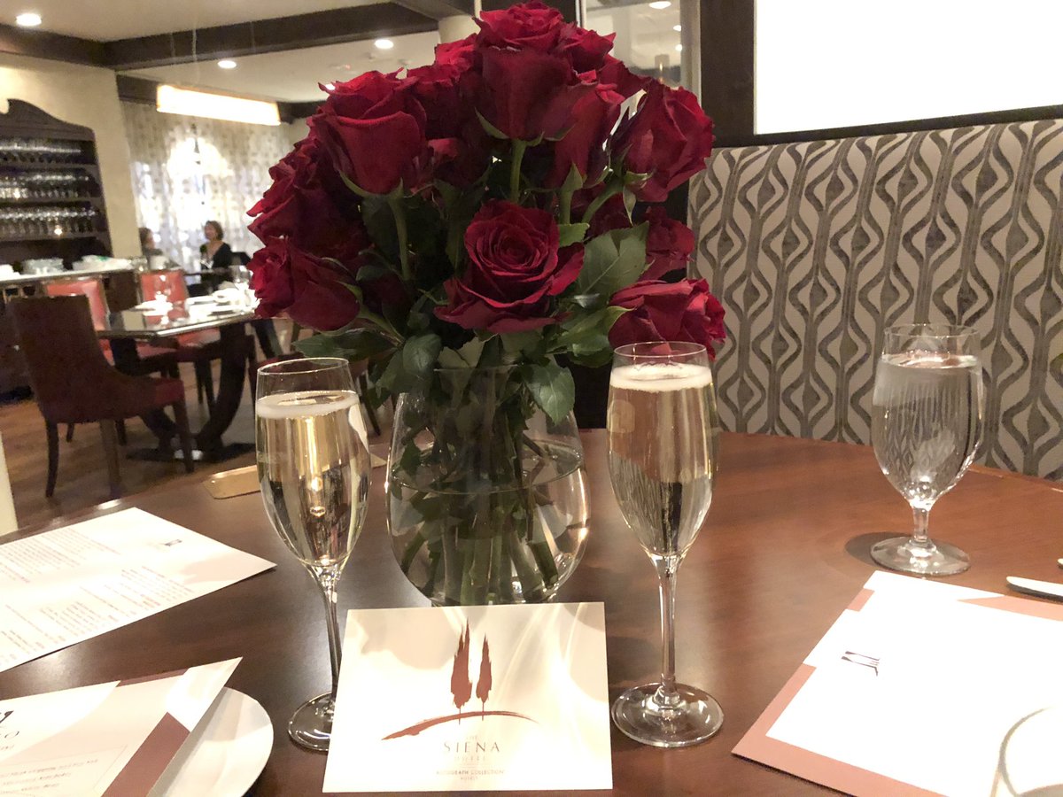 Engineer0633's tweet photo. 25 years ago we got engaged in @Il_Palio and each year we were turn to celebrate our anniversary. Thanks @SienaHotel and @Il_Palio for making our 24th anniversary very special. (24 roses at our table and a hand written note from the restaurant manager) https://t.co/QUEUFlWhCs