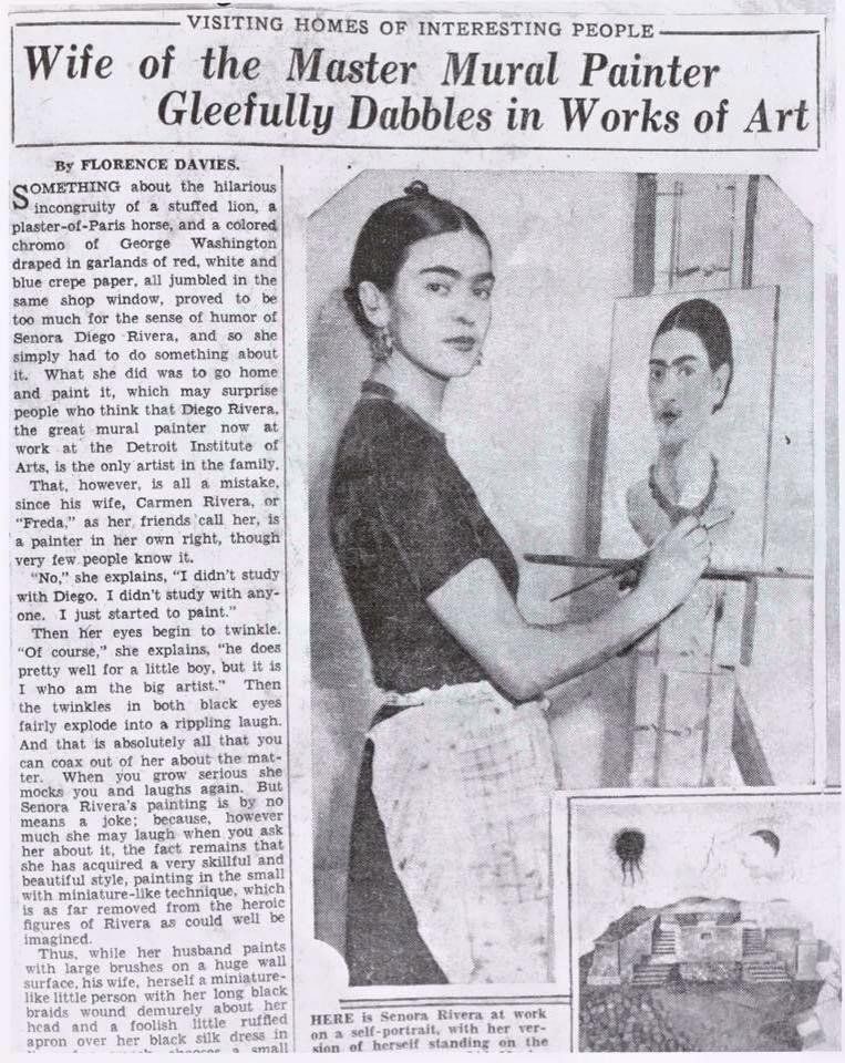 1933 newspaper article on Frida Kahlo #womensart