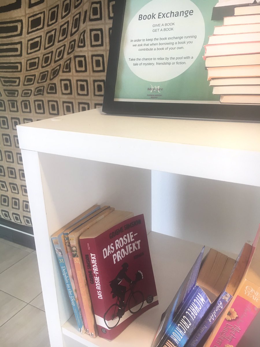 roymears's tweet image. In a random hotel in Darwin when I spot the book exchange, saunter over and what do I find? @GraemeSimsion #rosieproject #rosieeffect #rosieresult