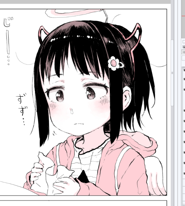 最近ご無沙汰だった残虐さんの漫画（超短い）を描いてます。ずず… 