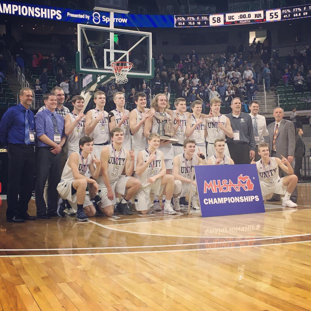 UCSaders's tweet image. State Champions! We are blessed to have such hard working young men who didn’t give up, faithful coaches, supportive parents, and an awesome community. We are grateful for opportunities like tonight. Thank you @MHSAA for putting on a fantastic tournament. #thankful #believe