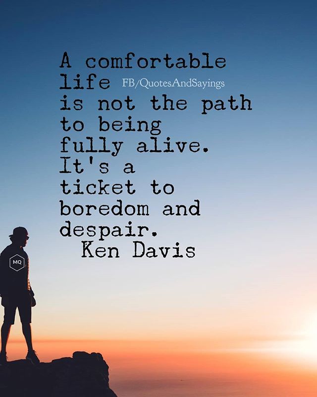 motivational's tweet photo. A comfortable life is not the path to being fully alive. It’s a ticket to boredom and despair. -Ken Davis

#quotes #sayings #proverbs #thoughtoftheday #quoteoftheday #motivational #inspirational #inspire #motivate https://t.co/HhhlewIL5U https://t.co/6lqqkr3Wfy