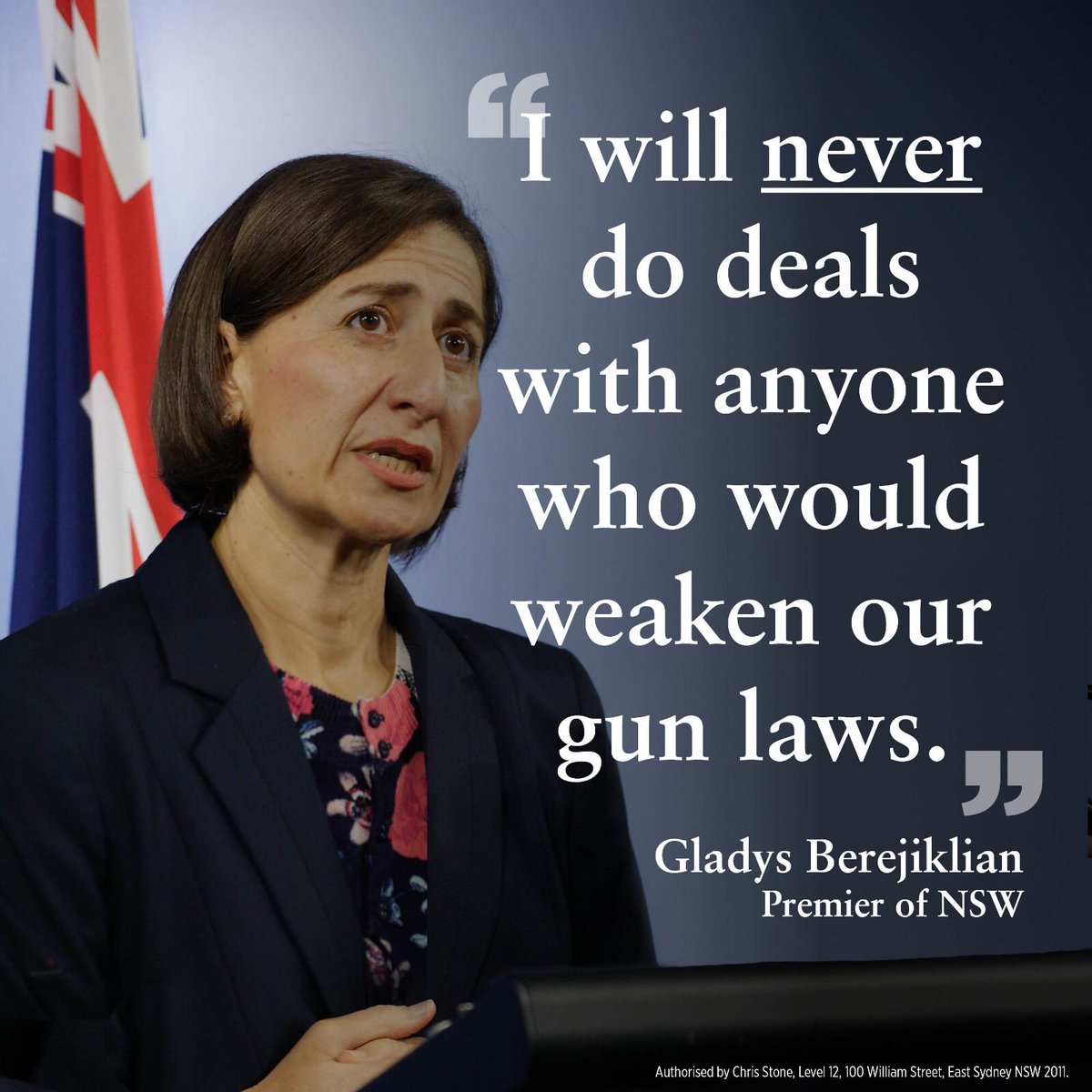 GladysB's tweet photo. It concerns me the Labor Leader has a preference deal with the Shooters.
It concerns me as it legitimises a party that supports the weakening of gun laws, giving access to guns to 10 yr olds &amp; bringing semi-automatics into NSW. I don’t stand for that. I never have, I never will. https://t.co/LY9yiNjhXv