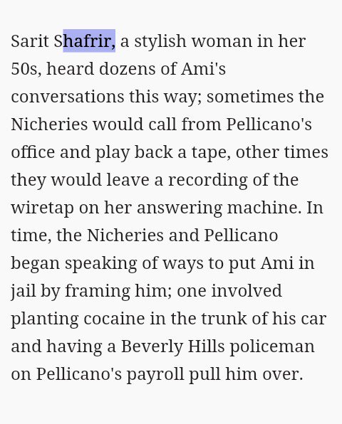 Sarit would eventually become frightened enough to go to the FBI with her concerns.