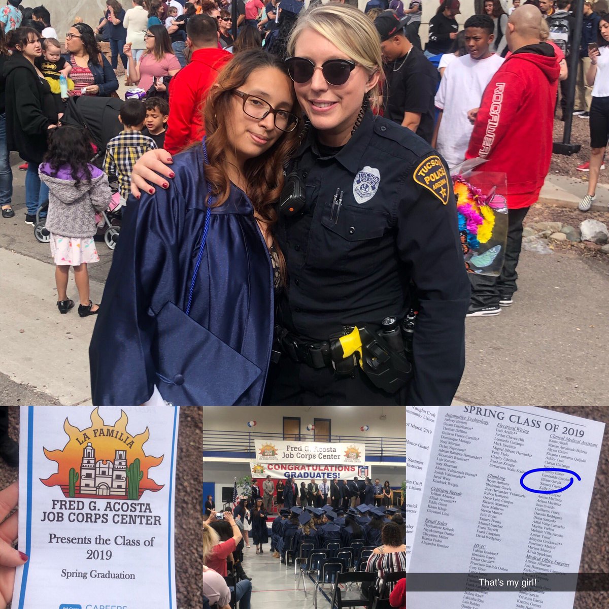 YouCanTooAZ's tweet photo. Yesterday was a milestone for 1 of our 1st students as she graduated @JobCorps! When she began YCT, she didn’t like cops. Feared us. Yet yesterday she excitedly waved to me as she received her diploma. ♥️ If you want to learn more about Illiana, see https://t.co/nmXtCKSe0S https://t.co/CKyNOP2cm8