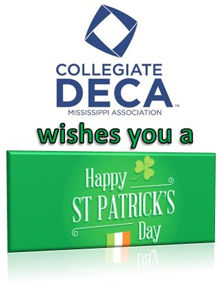 ms_cdeca's tweet photo. Your Mississippi Collegiate DECA Association wishes you a Happy St. Patrick's Day! #CDECA #WEARYOURGREEN #DONTGETPINCHED https://t.co/CtlYirxhC7
