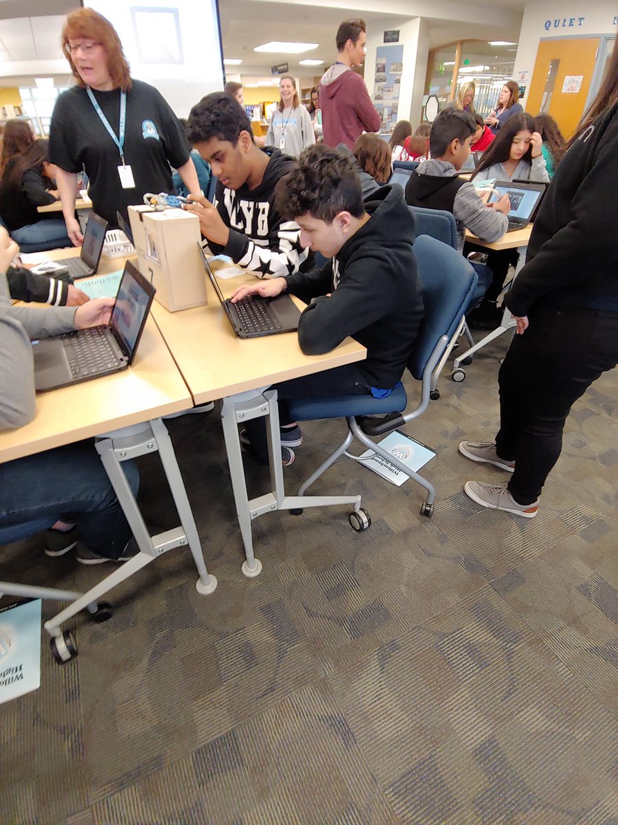 Friday ELL students from Jackson, Jefferson and Albright spent a few hours learning more about Willowbrook. They loved the Breakout.Edu to learn interesting facts and received stress rocks! Thank you.  Class of 2023 #WBWarriorPride #d45learn4life <a href="/Carolynd45rdg/">Mrs. Adams</a>