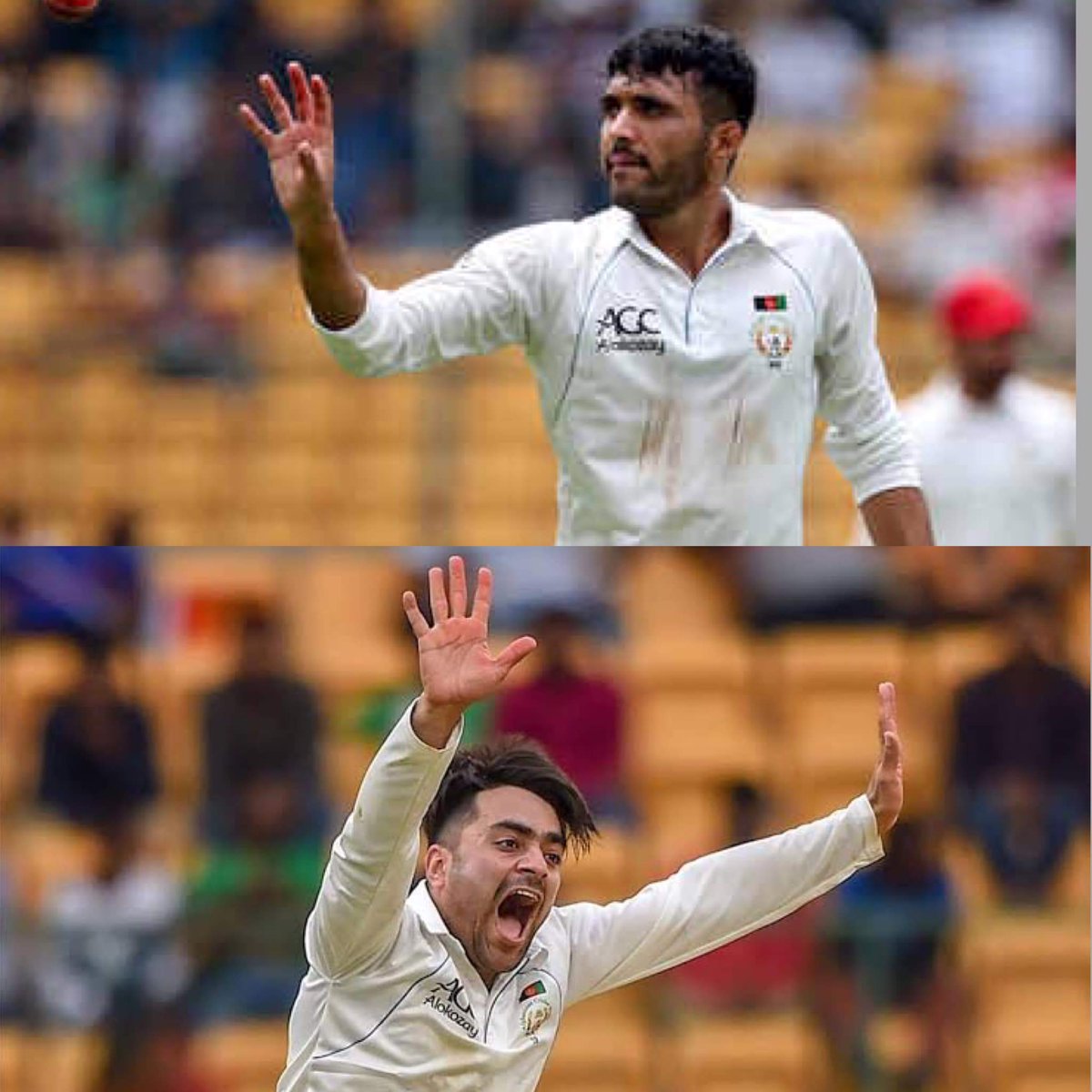 ShafiqStanikzai's tweet photo. Welldone @rashidkhan_19 for becoming the first @ACBofficials player to take five wicket haul and happy to see Yamin Ahmadzai the way he bowled in this test match.
Come on #bluetigers make us proud by creating a history of winning a #test match in ur only 2nd appearance https://t.co/KOhRKRMCpE
