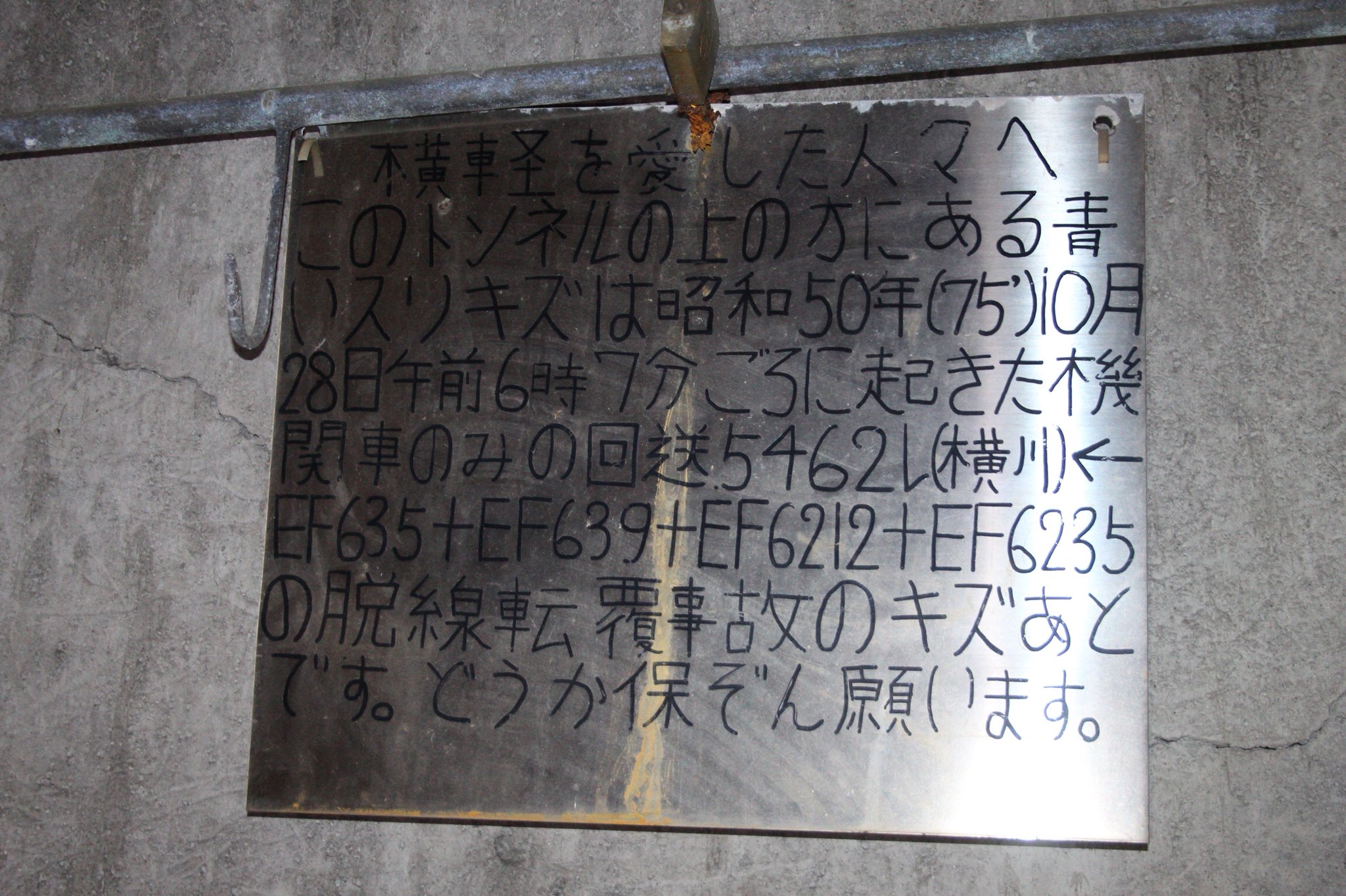 新碓氷峠 A Twitter 横軽を愛した人々へ 1975年の脱線事故の傷跡 ロクニかロクサンの青色の生々しい傷が今も残っている 加えて 転覆した出口付近は植生が変わっていると思われる この事故で死者が出なかったことが不幸中の幸いですね T Co L32p1s8zia