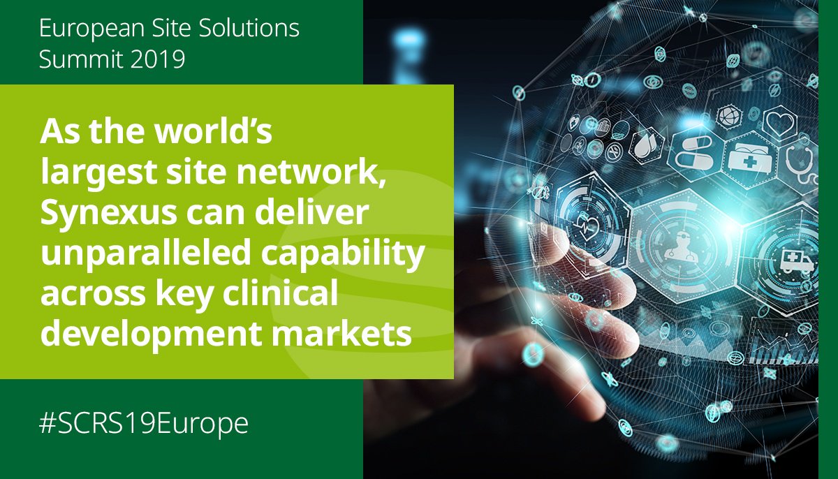 Synexus (@synexusresearch) on Twitter photo We are delighted to be attending the European Site Solutions Summit at The Tower Hotel in London on 18-19 Mar 2019
To discuss how Synexus delivers unparalleled capability, data-driven site selection & proven patient recruitment, please email: bd@synexus.com #SCRS19Europe We are delighted to be attending the European Site Solutions Summit at The Tower Hotel in London on 18-19 Mar 2019
To discuss how Synexus delivers unparalleled capability, data-driven site selection & proven patient recruitment, please email: bd@synexus.com #SCRS19Europe