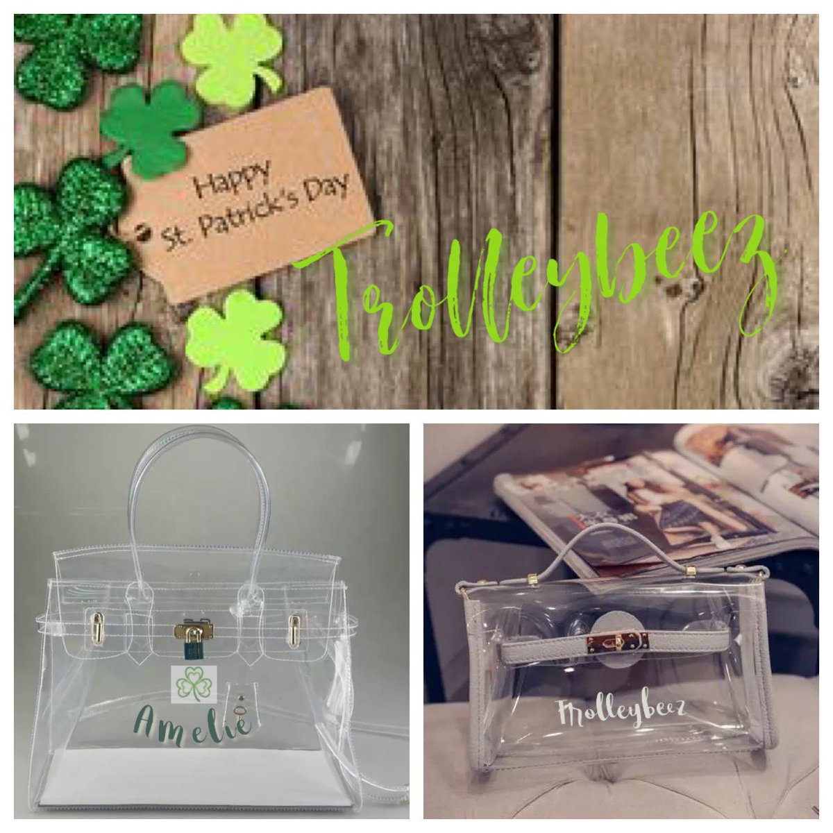 TrolleybeezUK's tweet photo. #HappySaintPatricksDay ☘️ from #trolleybeez Take a quick 👀at our shop https://t.co/poLw0zG26W for our #BeeClear #SafetyFirst collection #bespoke #fashion #bags #totestransparent #concerts #Security https://t.co/nXT9ENCMcd