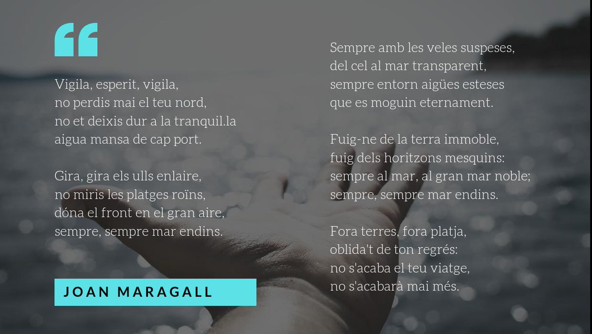 nbosch03's tweet photo. En el Dia de la Poesia, res millor que compartir aquests versos de clàssics catalans, des de Maragall fins a Foix. @lletrA #poesiacatalana https://t.co/j8W73mZm6M