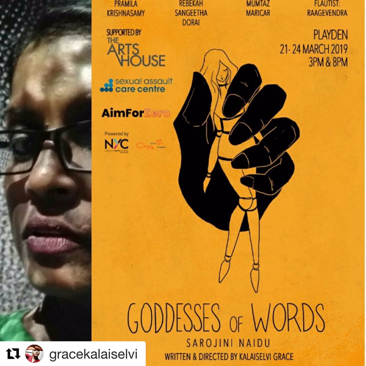 bree_tlf's tweet photo. Written and Directed by KALAISELVI GRACE of 🎭#TanglinCh5 Lathika fame who is on #KinCh5 as MathildaBala🎬 Get tickets Now for her play GODDESSES OF WORDS https://t.co/Lq6aNhufr4