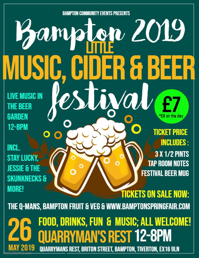 bampton_fair's tweet photo. #Bampton #Spring #Festival 25th &amp; 26th May 2019 - tickets for mini-#Music, #Beer &amp; #Cider #Festival £7 earlybird on sale now: https://t.co/3nOMM1ElYi applications for #stalls &amp; #carboot pitches all open for business too! Come join us! https://t.co/iMdLO0ALPj
