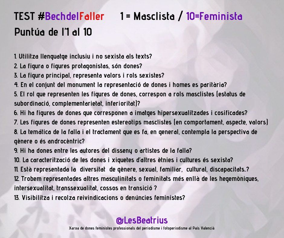 lesbeatrius's tweet photo. Vos recordem que en el nostre recorregut aplicarem el test #BechdelFaller #JuratFeminista.
Voleu saber per què li hem dit així? Vos ho expliquem⤵️ https://t.co/RcFm6Wei4g