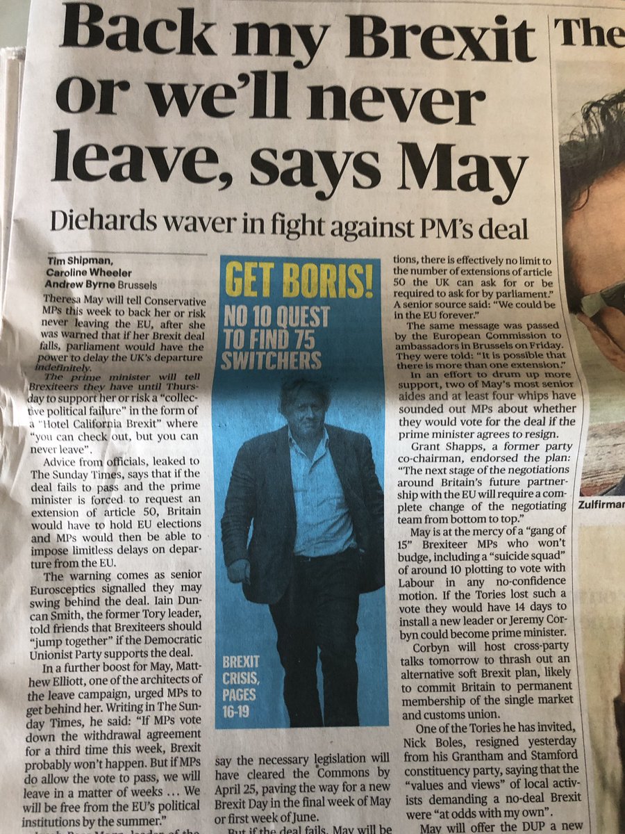 From The Sunday Times, today ... we agree you will never leave Mrs May!!