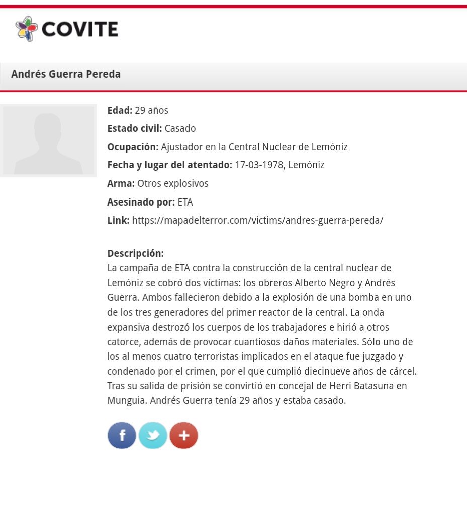 ConsuorF's tweet image. #TalDiaComoHoy #ETA asesinó a los trabajadores de #Lemoniz Alberto Negro y Andrés Guerra, fueron las dos primeras víctimas mortales. 

Durante cinco años, ETA perpetró doscientos cuarenta y seis atentados, que dejaron cinco muertos y catorce heridos.

Hilo ⤵️