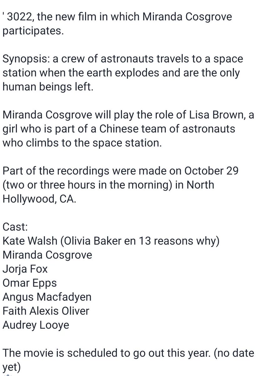 Martin Update On Miranda S New Movie Called 3022 Mirandacosgrove 3022 Martin Update On Miranda S New Movie Called 3022 Mirandacosgrove 3022