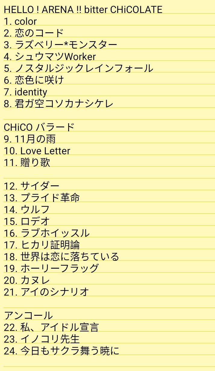 Zhi Jian ジェン Chico With Honeyworks アリーナワンマン Day 2 Hello Arena Bitter Chicolate セトリ Hello Arena Hello Arena Bitter Chicolate チコハニ Chicowithhoneyworks Cwhw ハニワ T Co Iwuvcltgdi Twitter