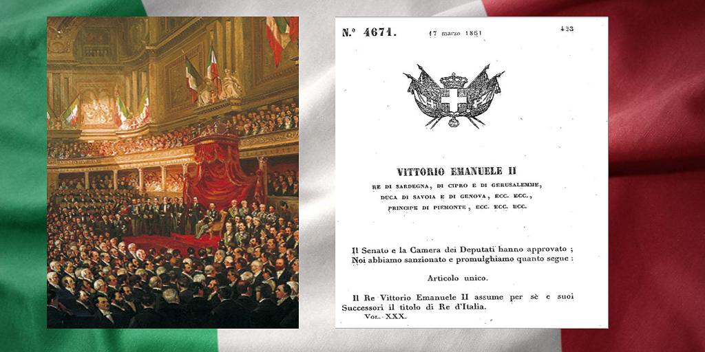 #17marzo1861🇮🇹La #GazzettaUfficiale – da oggi non più «del Regno» ma «del #RegnoDItalia» – annuncia che è stata promulgata la legge votata dal Senato e dalla Camera → 'Il Re #VittorioEmanuele II assume per sé e suoi successori il titolo di #ReDItalia'👑senato.it/documenti/repo…🇮🇹