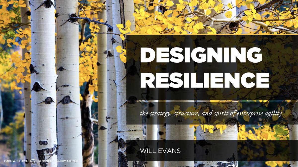 Designing Resilience: The Strategy, Structure, and Spirit of Enterprise Agility
SrVision2019, Utrecht, Netherlands, March 28-29 buff.ly/2NKzglP #Complexity #Resilience