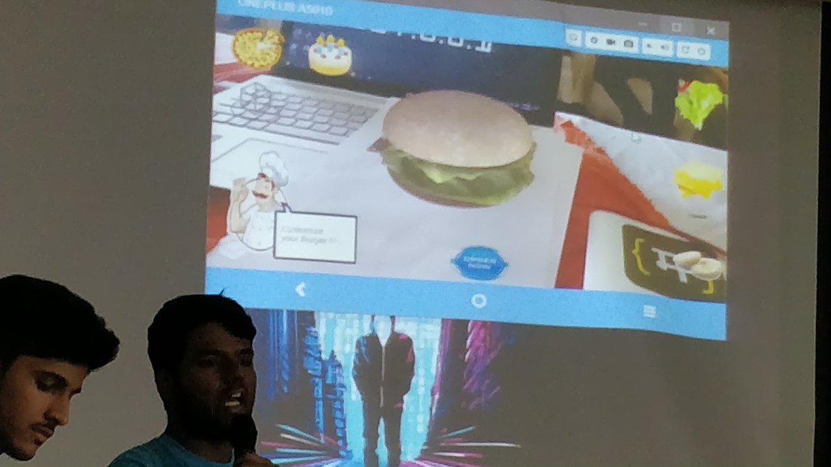mumbaihackathon's tweet photo. Augmented reality project to place orders , customize order,  developed at #mumbaihackathon https://t.co/QPDq59UBxV