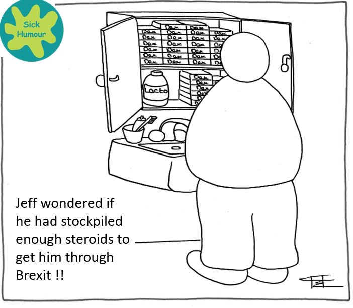 oursickhumour's tweet photo. Stocking those drugs now in preparation for #BrexitMayhem !! @PMQs_UK @TheLastLeg https://t.co/3NsAvzkx3O