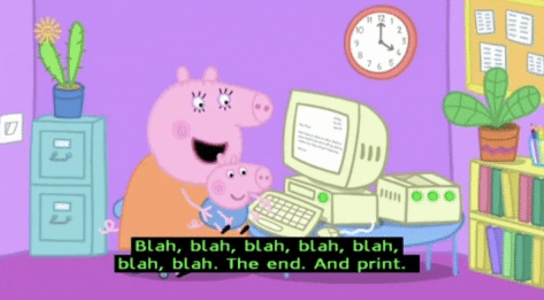 GMamdani's tweet photo. Well I’d say Mummy Pig has the process of writing a first draft pretty much nailed. #writingtips https://t.co/J9PuwHyRvN