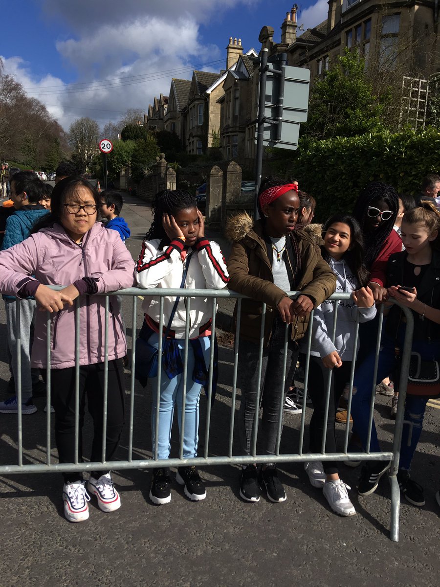 KWS_Westwood's tweet photo. Boarders @KWS_Westwood @bathhalf cheering on runners #inspiredtorun https://t.co/pvQW4PFop0
