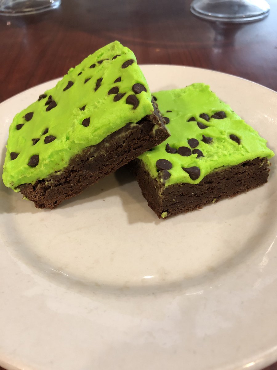 Happy Saint Patrick’s Day! We have mint chocolate chip brownies today at Tysons to celebrate! #SaintPatricksDay2019 #desserts