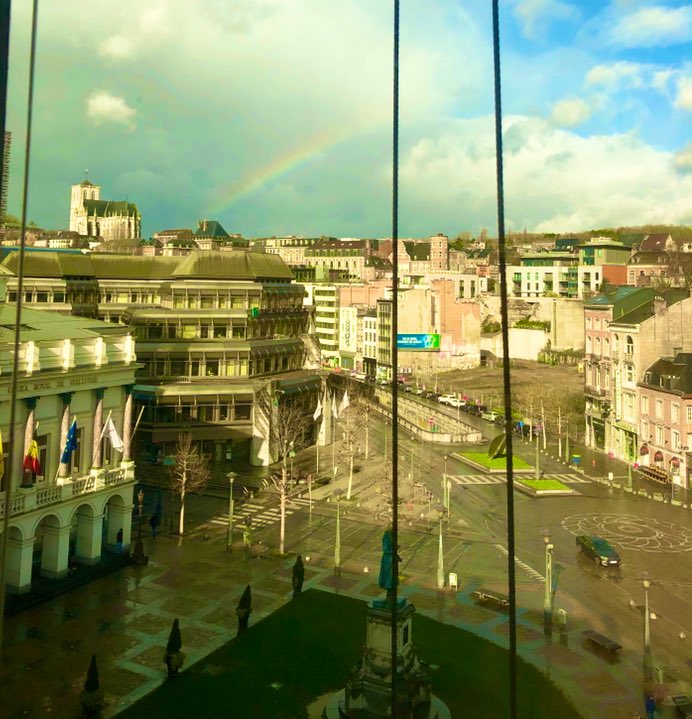 In Belgium and spotted a #StPatricksDay rainbow! 🌈    ❤️🧡💛💚💙 #rainbow #stpatrick #belgium #liege #antwerp