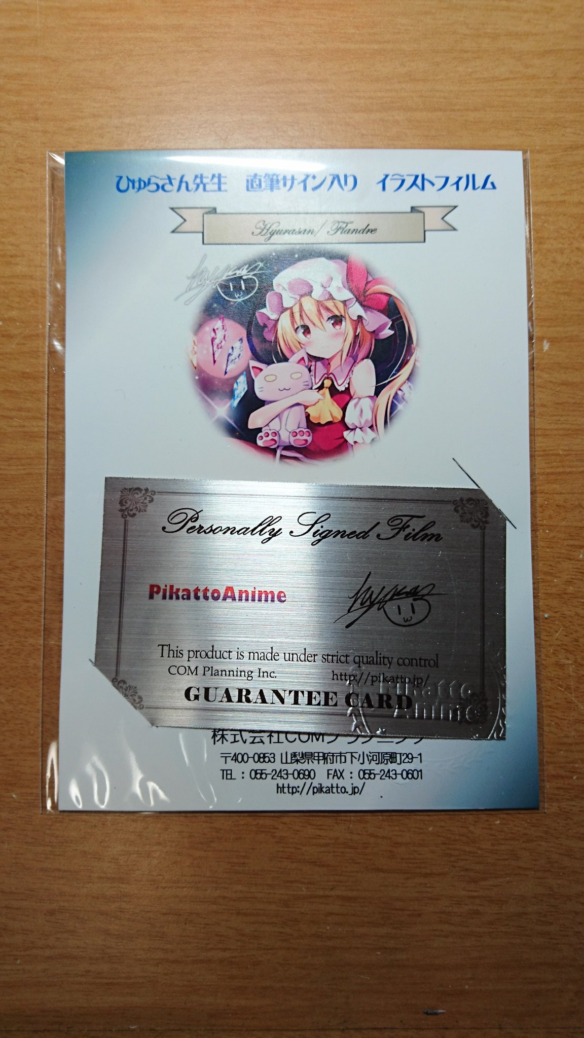 東方project　ひゅらさん先生　直筆サイン入り　A3イラストフィルム ひゅらさん先生 直筆サイン入り イラストフィルム