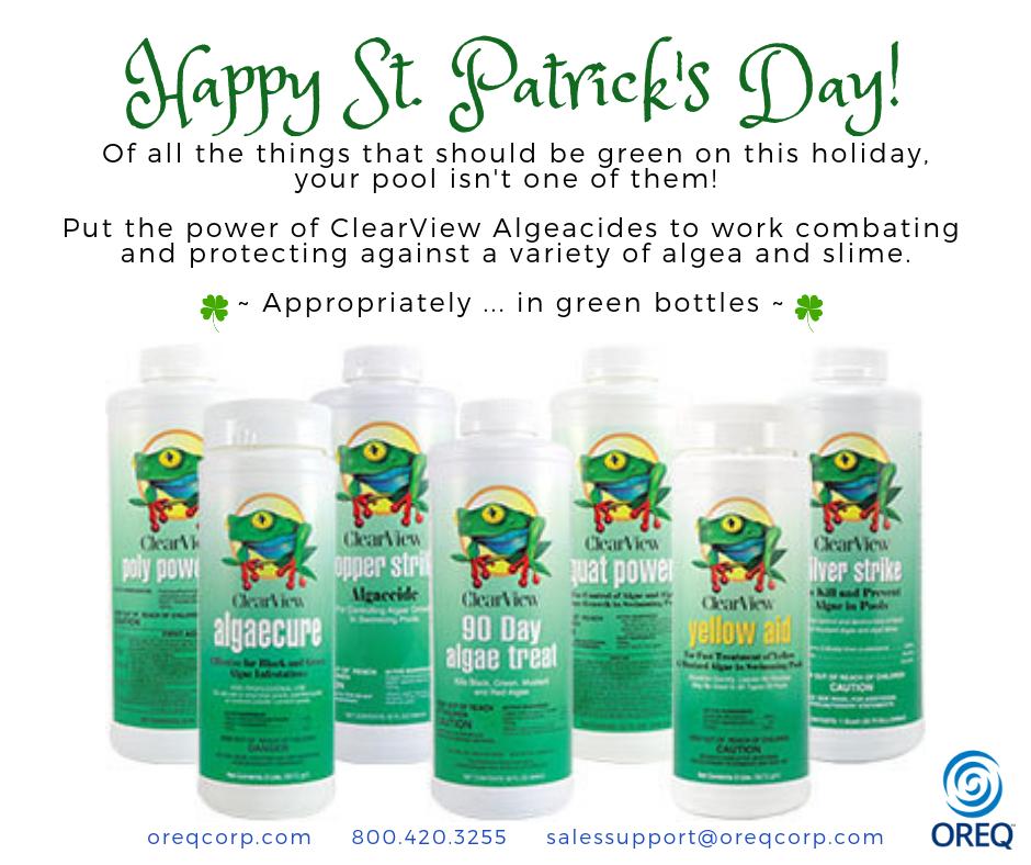 Happy St. Patrick's Day!

#Oreq #Oreqcorp #ClearView #Algeacides #StPatricksDay