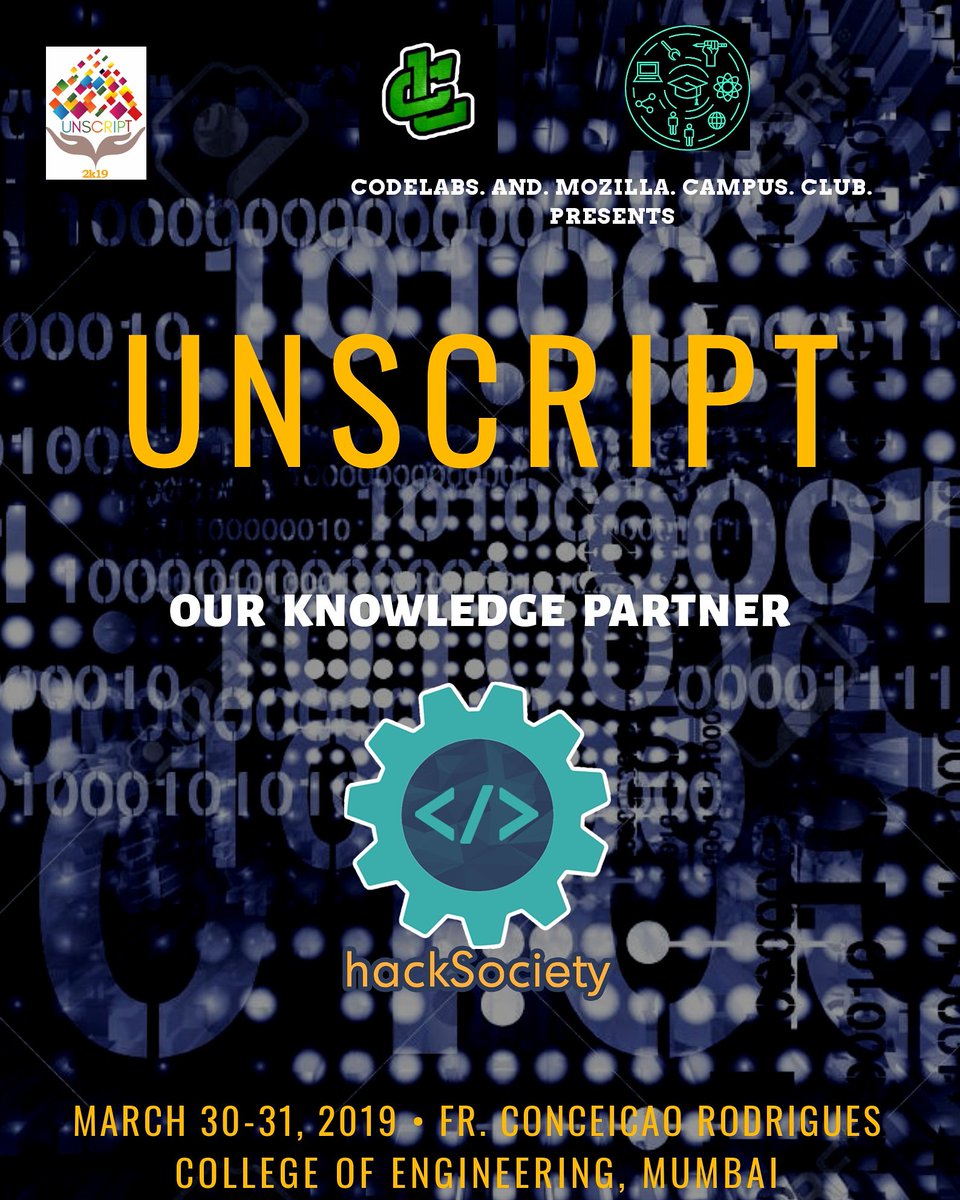 CodeLabsCRCE's tweet photo. UnScript Hackathon Knowledge Partner:
🔸@hacksociety 🔸
They believe that hackathons are changing the world for the better and should be encouraged in all possible ways
Visit their website for more details:
https://t.co/GNZMj7nSfg
#unscript #frcrce #hackthefuture https://t.co/DKUBf7fPQ8