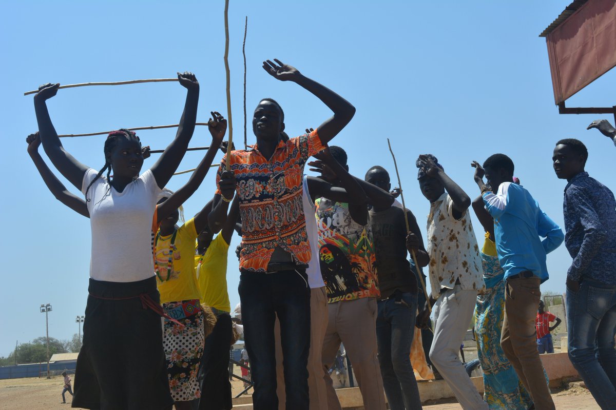 JudoOnak's tweet photo. There  is great power in coming together as one people to play,  dance, sing, denounce violence and appreciate our unity in diversity  and uniqueness of our cultures #BlednaAwel. Recent Cultural Festival in Malakal stadium organized by UNYDA with support from NPA @NPASouthSudan. https://t.co/huD7BUCYK2