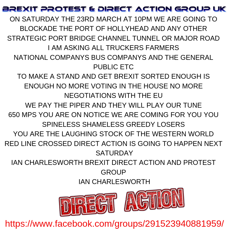 WeareallTommys's tweet photo. #Brexit #Brexitprotests Anyone from Wales wishing to take part in direct action blockades of roads and ferry terminals please join and share this link. https://t.co/UrSvVQRzkA https://t.co/zvKy6iEOYs