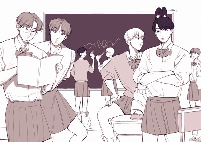 #BTS #BTSfanart BTS in the[JK uniform boy school] 