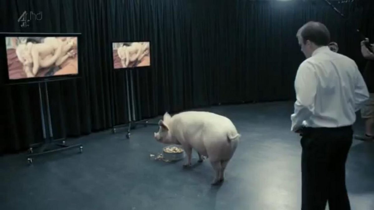 repopolitico's tweet photo. #MesoñéqueDuque era el protagonista del primer episodio de #BlackMirror The National Anthem: El captor amenaza con asesinarla a menos que se emita a través de televisión una relación sexual zoofílica entre el Primer Ministro y un cerdo. #Piggate #Snoutrage #Rabiacerda Guaidó https://t.co/bOJDfFEIuq