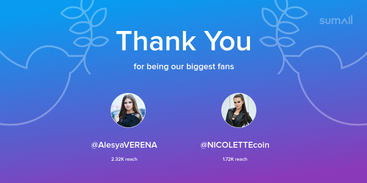 STARSVIPCLUB's tweet photo. Our biggest fans this week: @AlesyaVERENA, @NICOLETTEcoin. Thank you! via https://t.co/EDuCxbzdHr https://t.co/yxysrcyRt7