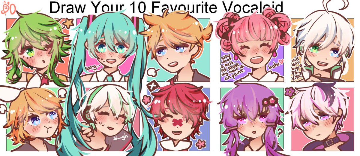 GUMI ,初音ミク ,鏡音レン ,鏡音リン ,結月ゆかり 「This took longer than expected whoops

#」|peedee(ピディ)のイラスト